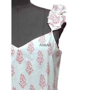 Robe maxi élégante et sexy sans manches en coton 100% pur, écologique, respirante, à imprimé floral, robe décontractée sans manches en coton pour femmes - Product Image 3