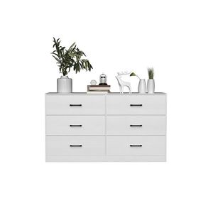 White Double-Row 3-Layer Dresser 134*40*67cm Particle Board with Triamcinol Coating 6-Drawer Chest - Product Image 3