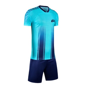 Conjunto de Camiseta de Fútbol Sublimada con Degradado Azul para Hombre, Manga Corta, Transpirable, Ajuste Atlético, Uniforme de Malla - Product Image 5