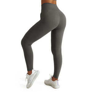 High Waist Solid Color Women's <b>Leggings</b> <b>With</b> <b>Pockets</b> Stretch Breathable Full Length Sporty Style Seamless Knitted Tummy Control - Product Image 2