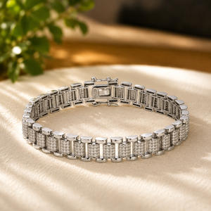 925 Sterling Silver Tennis Bracelet Iced Out Moissanite Hip Hop Style Brilliant Round Diamond for <b>Men</b> Women Party Accessory - Product Image 1