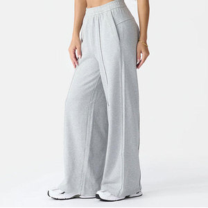 New Arrival Winter Wear Casual Loose Fit Sports Sweatpants Solid Color High Waist Wide Leg Women Breathable Baggy Sweatpants - Product Image 6