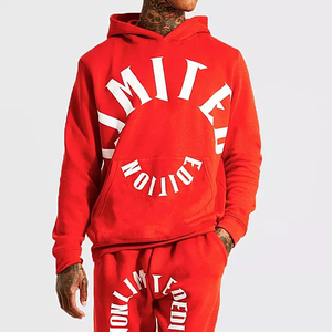 Ensemble de survêtement pour homme en coton épais respirant à capuche et manches longues, édition limitée hiver rouge, avec imprimé frontal - Product Image 4