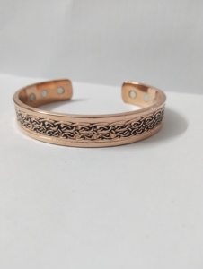 Copper <b>Bracelet</b> With Om Symbol Embossed Design Fashionable <b>Metal</b> Cuff Jewelry For Men Women - Product Image 3