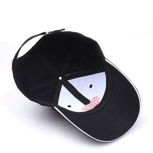 Casquette de baseball unisexe pour enfants ECONEX SPORTS, noire, 6 panneaux, couleur unie, respirante, imperméable, en toile, avec boucle métallique, ajustée - Product Image 1
