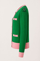 HMR Alpha |   Kapa |   Pull en tricot d'hiver éco-responsable pour femmes Alpha New Design, col rond décontracté, rose et vert, avec boutons