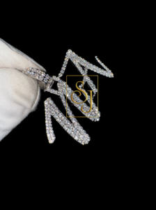 Collar de nombre de letra personalizado minimalista de oro sólido blanco de 14 quilates de moda con cadena de diamantes VVS Moissanite colgantes finos y dijes de regalo - Product Image 6