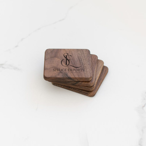 Square Shape <b>Walnut</b> & Oak Wooden Coaster Set. Handcrafted Rounded Edge Drink Mats & Pads For Serving Drinks And <b>Coffee</b> <b>Tables</b> - Product Image 3