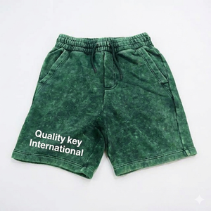 OEM Private <b>Label</b> Acid Washed Fleece Shorts Heavyweight Cotton Fabric Men's Shorts - Product Image 6