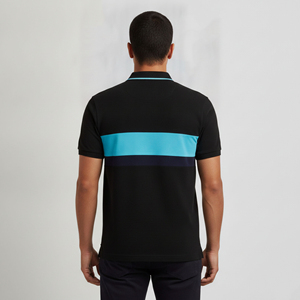 Camiseta polo de manga corta para hombre, 100% algodón, de secado rápido, transpirable, con bloques de color, logotipo personalizado impreso en DTF, para uso casual de verano. - Product Image 6