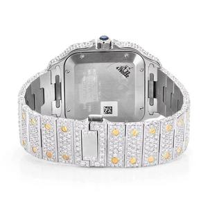 Reloj de Moda Cuadrado de Acero Inoxidable con Esfera de Cristal y Diamantes de Moissanita Natural Personalizados, Movimiento de Cuarzo, Estilo Hip Hop de Lujo - Product Image 6