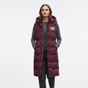 Women's <b>Long</b> Hooded Puffer <b>Vest</b> Quilted Padded Winter Wear Windproof Coat Full Zip Warm Casual Streetwear Fashion Outerwear - Product Image 5
