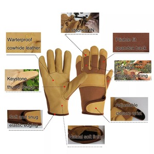 Leather Safety Gloves Full Finger Windproof Touchscreen Wear-Resistant Non-Slip <b>Hook</b> Loop Closure Outdoor Activities Unisex - Product Image 3