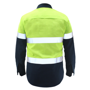 Camisa de Trabajo de Algodón Transpirable de Alta Visibilidad Personalizada, Uniforme de Seguridad Reflectante para Construcción, Manga Larga, Unisex - Product Image 4