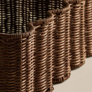 Wholesale Scalloped Rattan Storage <b>Basket</b> Eco-Friendly <b>Wicker</b> Tray For Tabletop Decor Premium Vietnam Rattan Organizer - Product Image 6