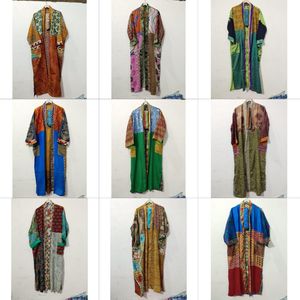 Premium Vintage handmade Silk Saree <b>Kimono</b> Robe Patchwork Boho Loungewear & <b>Beach</b> Wear coverup Wholesale Price - Product Image 1