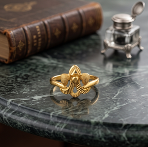 DIVYORO Anillo clásico floral chapado en oro de 22 quilates para mujer - Product Image 2