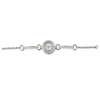 Bracelet montre en argent sterling 925 avec halo de cristaux 18 mm pour femmes, bijoux élégants et luxueux, mouvement à quartz, résistant à l'eau 3 BAR