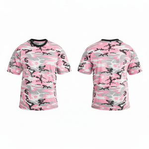 T-shirt tendance et stylé à imprimé camouflage personnalisé, manches courtes, col rond en coton, décontracté, unisexe, streetwear, vêtements d'été - Product Image 3