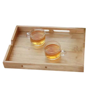 Plateau de service en bois personnalisé avec poignées en métal doré, rectangulaire, pour la maison, l'hôtel et les restaurants, plateaux de service alimentaire - Product Image 2