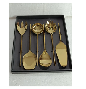 Ensemble de serveurs à salade en laiton de qualité supérieure pour la maison et les hôtels, ensemble de serveurs à salade de table de 6 pièces, serveur à salade de qualité supérieure - Product Image 1