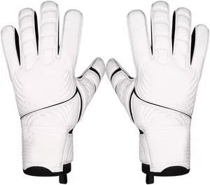 White PU Football Goalkeeper Gloves Full Finger Non-Slip Adjustable Wrist <b>Strap</b> Unisex Sports Gear - Product Image 3