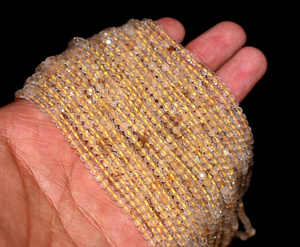 ลูกปัดเหลี่ยมเพชรพลอยสีทองธรรมชาติขนาด13นิ้วสำหรับเครื่องประดับเหมือนกำไลข้อเท้าสำหรับผู้หญิงอัญมณีเส้นเต็ม1 - Product Image 3