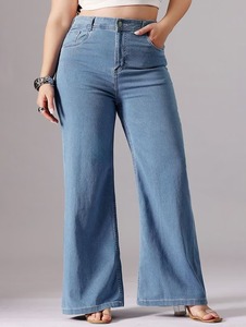 Jean en denim brut mi-lourd délavé à l'acide et à la pierre, effet vintage délavé, coupe large, écologique, décontracté - Product Image 1