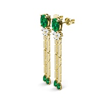 Boucles d'oreilles en argent Sterling 925, Chandelier de luxe émeraude vertes vif, boucles d'oreilles longues en forme de goutte d'eau, bijoux de fête, bijoux bonheur, pour femmes