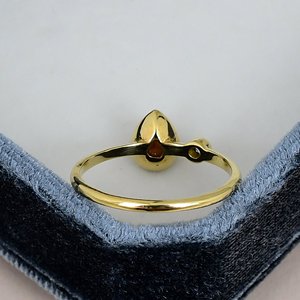 Zircon Accent Red Garnet Ring Solid 925 Sterling Silver Gold Plated Bezel <b>Set</b> Classic Pear Cut Gemstone Women Anniversary Ring - Product Image 4