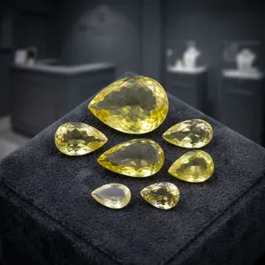 BAITHU GEMS MINERALS ควอตซ์เลมอนธรรมชาติขัดเงาเหลี่ยมเพชรพลอยสีเหลือง สำหรับทำเครื่องประดับตามสั่ง การบำบัด การทำสมาธิ - Product Image 2