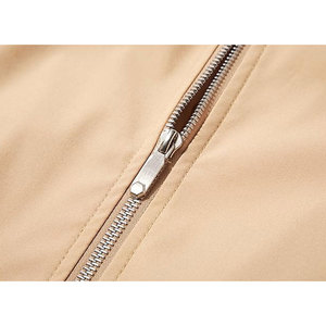 Blouson bomber beige pour homme, couleur unie, fermeture éclair, col montant, toile enduite, vêtement d'hiver décontracté - Product Image 5