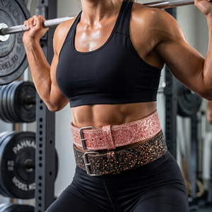 Cinturón de Soporte Lumbar de Cuero con Purpurina Ajustable para Entrenamiento y Levantamiento de Pesas, Cinturones de Cuero con Purpurina Unisex para Flexiones - Product Image 3