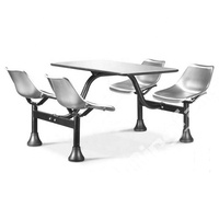 Ensemble de tables et chaises de salle à manger pour restaurant, hôtel, hôpital, 4 places, acier inoxydable, design moderne, usage commercial, cantine scolaire