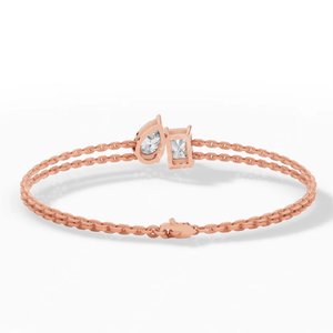 กำไลข้อมือเพชรทอย เอ็ม โอ ที่ได้รับการรับรองจาก IGI |   แหวนทองคำ 14K ประดับมุกและมรกตทรงเหลี่ยมคู่ ดีไซน์หรูหรา สำหรับวันครบรอบ - Product Image 4