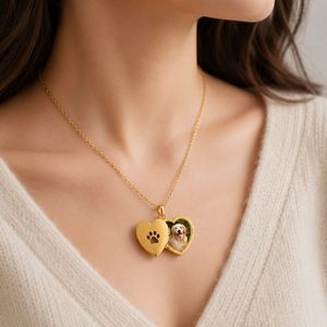 Custom Pet Memorial Jewelry Pendant Necklace with Heart <b>Memory</b> Locket for Dog Cat Ashes Hair Keepsake - Product Image 5