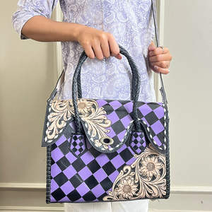 Bolso Tote de Cuero Vacuno con Diseño a Cuadros, Gran Capacidad, Última Moda, Bolso de Hombro, Regalo para Mujer - Product Image 4