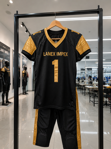 Nouvel ensemble maillot et pantalon de football américain noir et or pour homme, imprimé par sublimation, respirant, pour entraînement, taille adulte - Product Image 5