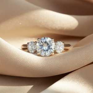 Igi Certified Cvd Lab Grown Created Diamond 10k 14k 18k Gold Engagement Ring Round Cut Three <b>Stone</b> Features Petal Claw - Product Image 5