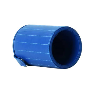 Gobelet à dés en cuir bleu, design rond gaufré, étui de rangement durable pour adultes, style luxueux - Product Image 6