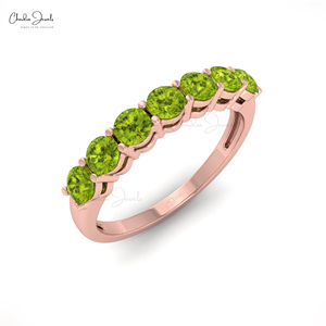 Chordia Jewels 0.84CTW Natural <b>Peridot</b> Gemstone Handmade Half Eternity Band 14K Fine Gold Wedding <b>Ring</b> Women Jewelry Wholesaler - Product Image 1