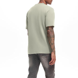 T-shirt grande taille pour homme, haute qualité, 100% coton respirant, grammage élevé, col contrastant, personnalisable par sublimation, t-shirt uni pour homme - Product Image 6