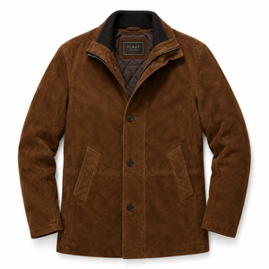 Sheriff Brown <b>Suede</b> <b>Jacket</b> <b>Men's</b> Winter with Embroidery Eco-Friendly & Quick Dry Features Stand Collar - Product Image 1