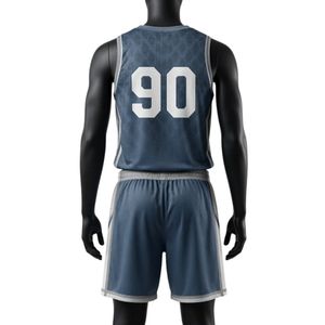 Men Gray White Sublimation Lacrosse Uniform <b>Set</b> Polyester Lightweight Athletic Team Jersey Shorts Training Sports Clothing - Product Image 2