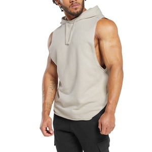 Haute qualité imprimé personnalisé hommes Gym Hoodies entraînement débardeurs col rond été pull Styles sans manches gym à capuche pour hommes - Product Image 2