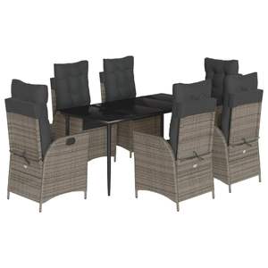 Conjunto de Comedor de Jardín de Ratán PE Gris con Muchas Plazas - Product Image 2
