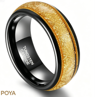 Wolframcarbid-Ring mit Kanalset, Gold-Draht-Gitarrensaiten-Einlage, Polierte Kanten, Komfortabler Sitz, Herren-Ehering für Hochzeitstag