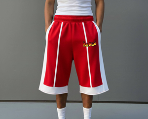 Shorts pour homme personnalisés avec logo imprimé par transfert thermique, style streetwear, 100 % coton peigné, taille mi-haute élastique - Product Image 1