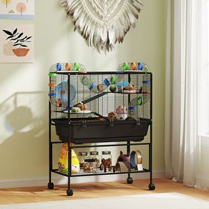 3-Tier Modern Hamster Cage <b>Deep</b> Tray Storage <b>Shelf</b> Big Exercise Wheel Hut Rolling Rat Cage System for Medium Breed Size for - Product Image 2