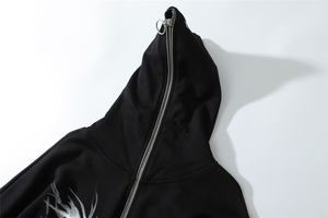 Custom Logo Graphic Skeleton Print Zip Up Hoodie Heavyweight 100% Cotton Streetwear Apparel Manufacturer Factory OEM Supplier - Product Image 3